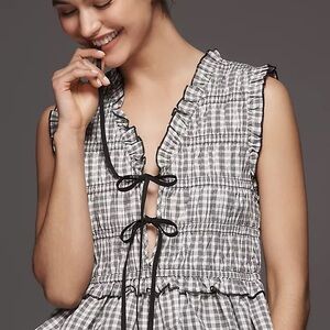 Rails Martine Gingham Smocked Ruffle Crop Top